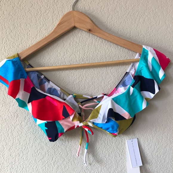 NWT Raisin's Ruffled Bikini Swim Top Tropical - Picture 3 of 4